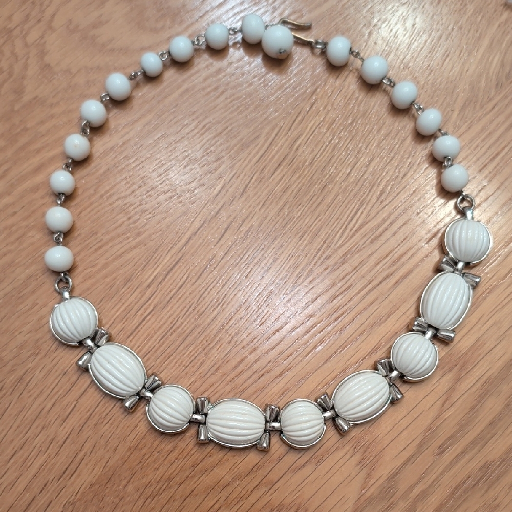 Trifari Milk Glass Choker Necklace